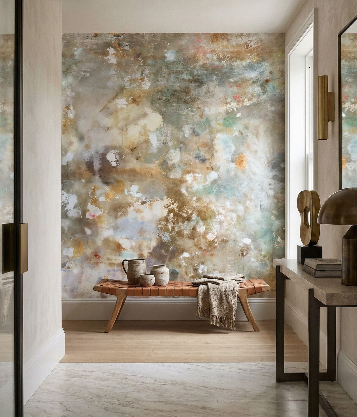 Luxury room with a colorful custom mural wallcovering