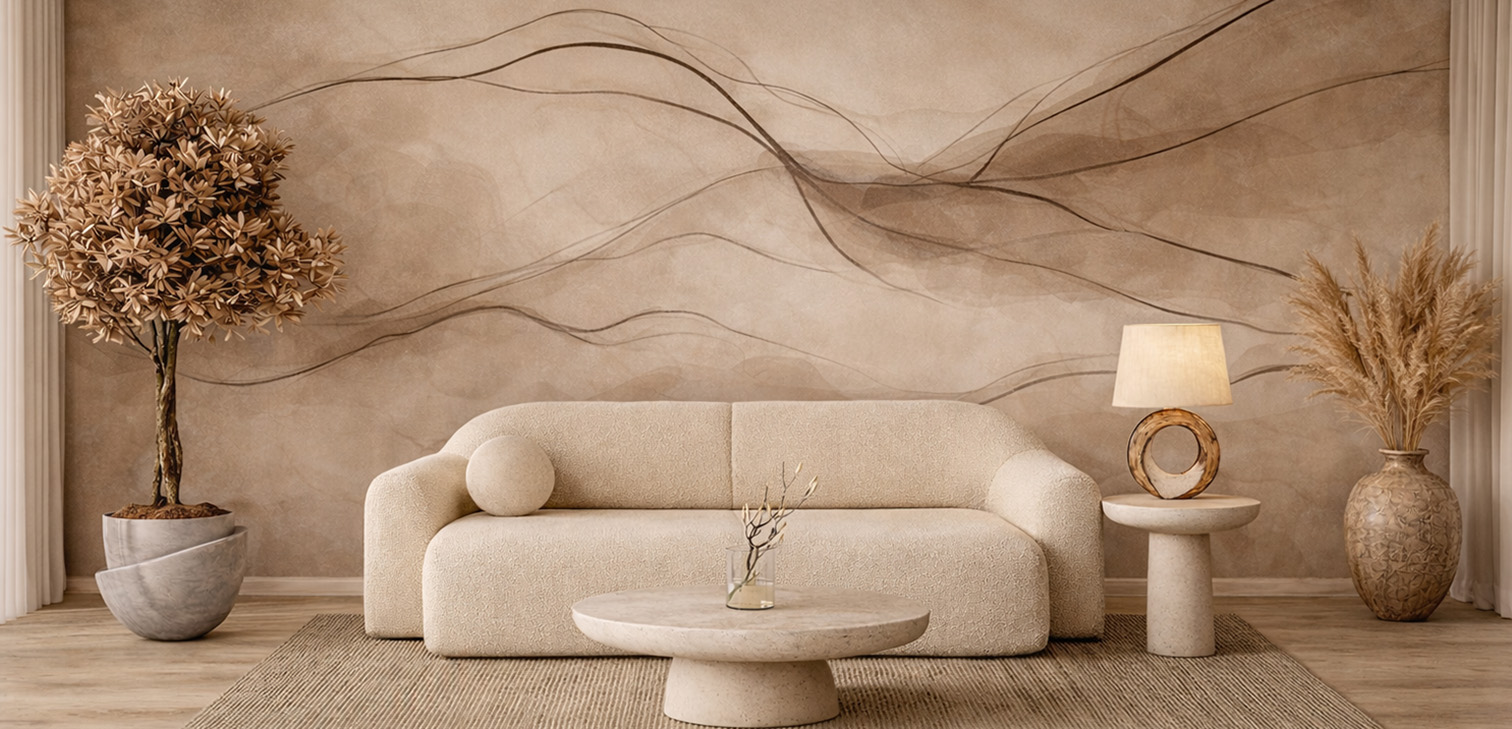 Finished textured wall in a refined interior